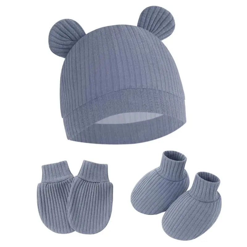 Newborn Baby Hat Mittens & Socks Set | Soft Cotton, 0–12M