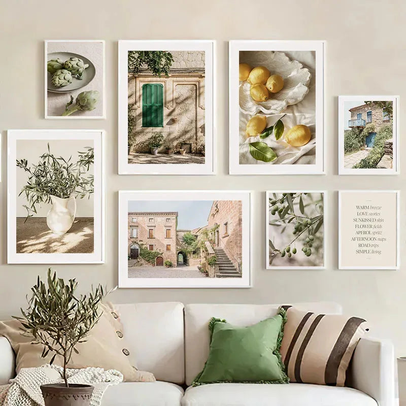 Nordic Olive Tree Canvas Wall Art | Lemon Botanical Print