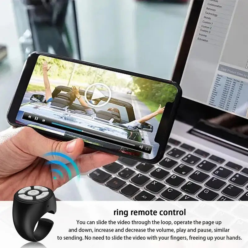 Wireless Scrolling Ring Remote – Bluetooth Finger Page Turner