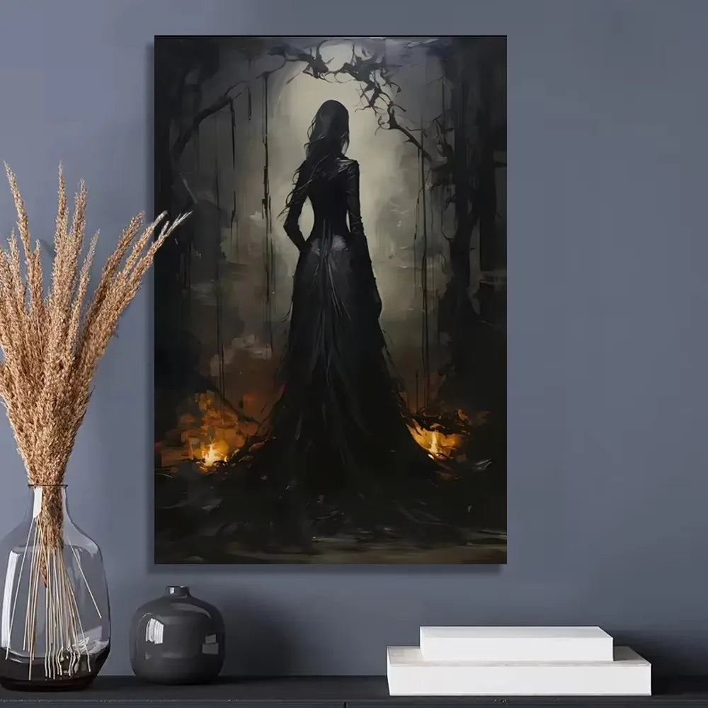 Victorian Witch Canvas Art Print | Gothic Halloween Wall Decor Canvas Art Print Peaceful Pleasures Health and Wellness ZLH5243 50x70cm No Frame