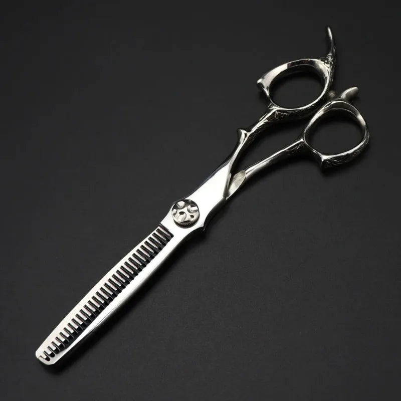 Customize Logo Japan 440c 6 '' Upscale Scissor Hollow Hair Scissors Cutting Barber Haircut Thinning Shears Hairdresser Scissors Peaceful Pleasures Health and Wellness