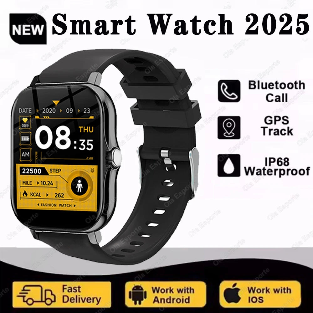 2.01'' Waterproof Smart Watch with Message Answer Call Sleep Monitoring Sports Pedometer Information Alerts For iPhone Android Peaceful Pleasures Health and Wellness Black