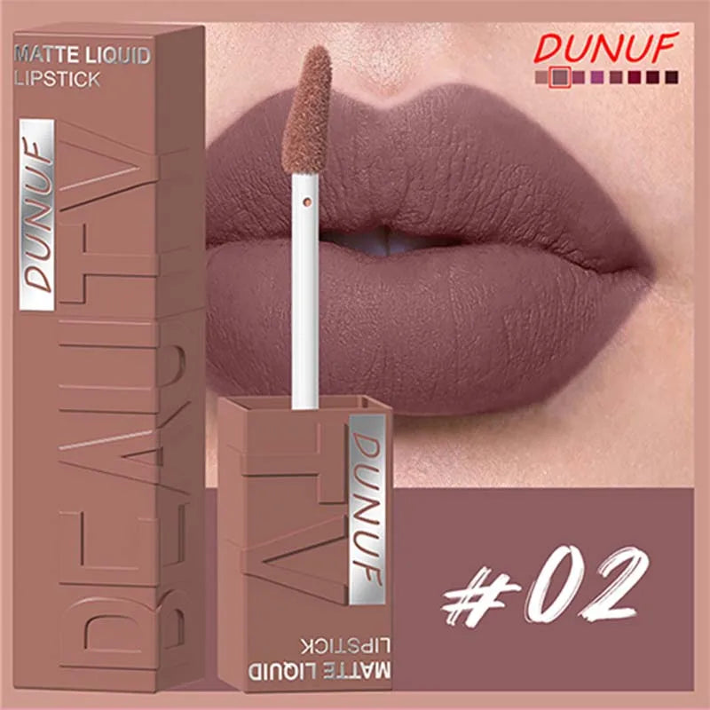 DUNUF Matte Velvet Liquid Lipstick – Long-Lasting Purple Lip Gloss