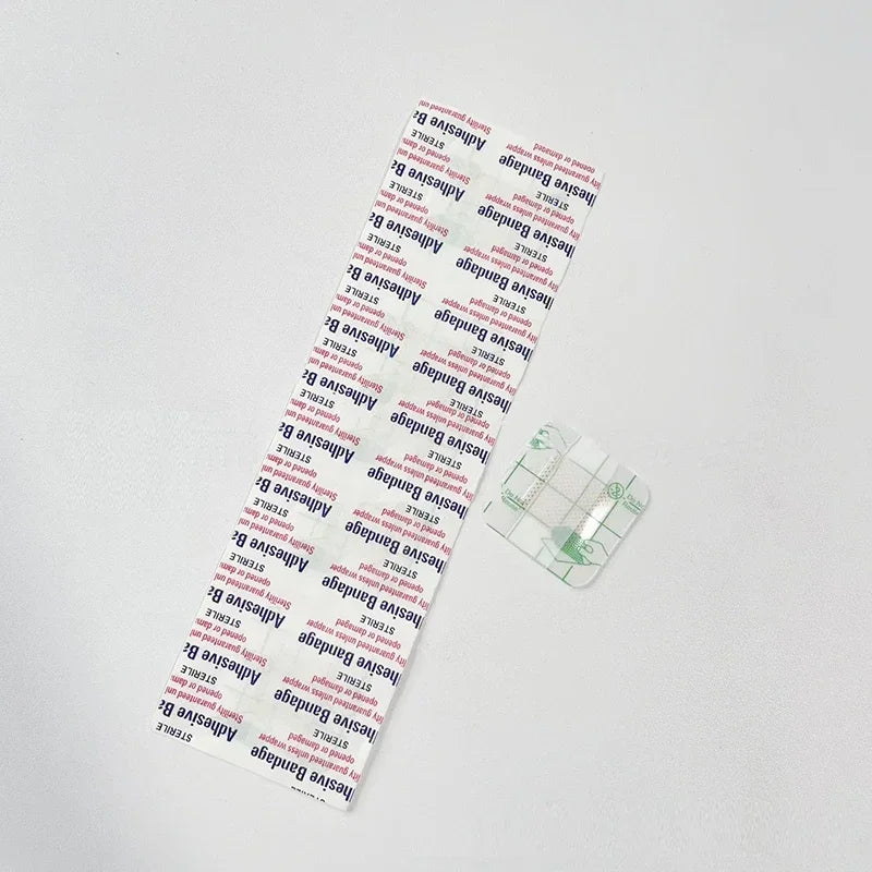 50-Pack Square Adhesive Bandages – Breathable Transparent Plasters