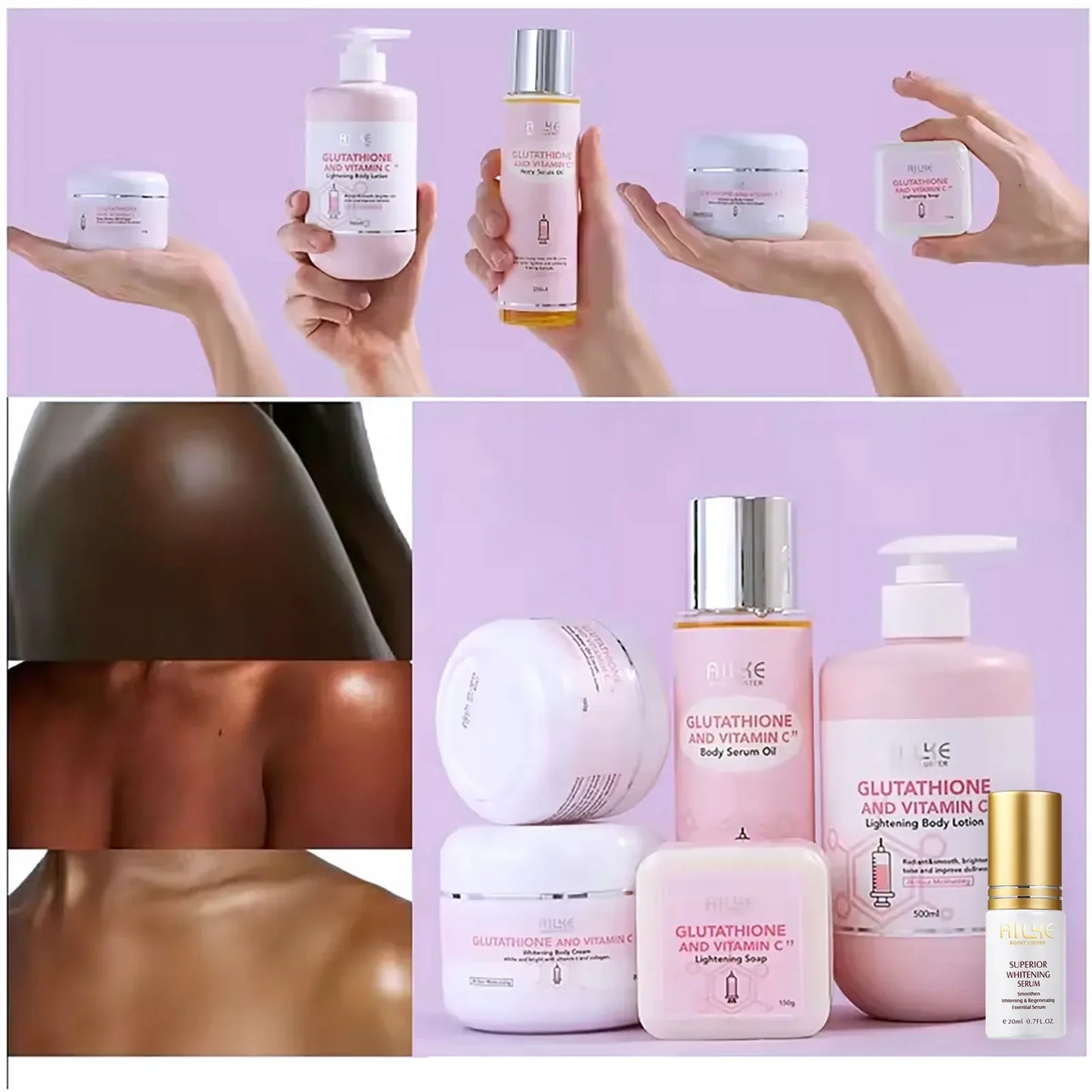 AILKE Vitamin C & Glutathione Brightening Body Lotion 500ml Peaceful Pleasures Health and Wellness PACK OF 6 france