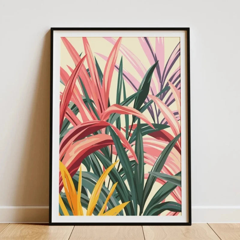 Minimalist Bamboo Tropical Leaf Botanical Canvas Wall Art Print