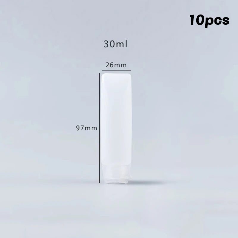 10-Pack Refillable Squeeze Tubes 30/50ml Travel Cosmetic Containers