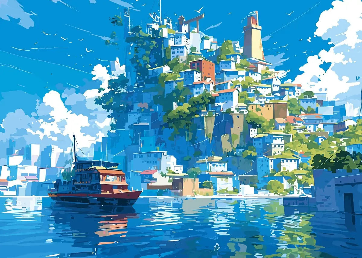 Aestheticism Anime Scenes Posters Sakura Tram Train Ocean View Landscape Prints Canvas Painting Wall Art Picture for Home Decor Peaceful Pleasures Health and Wellness