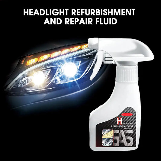 Car headlight refurbishing repair solution Refurbishes Yellowed Headlights Yellowing-free, non-abrasive, atomized cleaning agent Peaceful Pleasures Health and Wellness