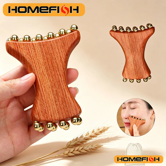 Brass Gold Bead Facial Massage Tool – Jawline Contour Roller Facial Massage Tool Peaceful Pleasures Health and Wellness