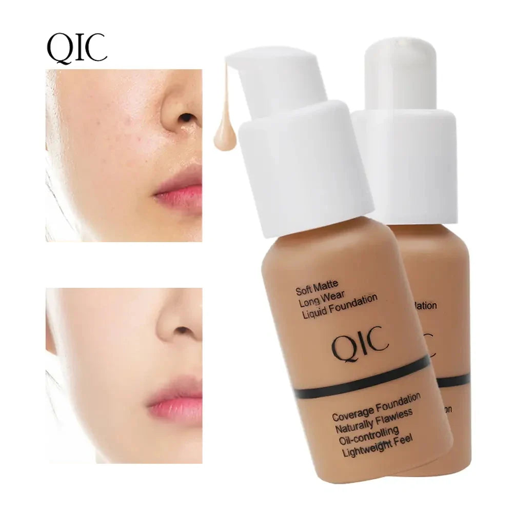 QIC Matte Liquid Foundation – Waterproof, Oil-Control, 5 Shades