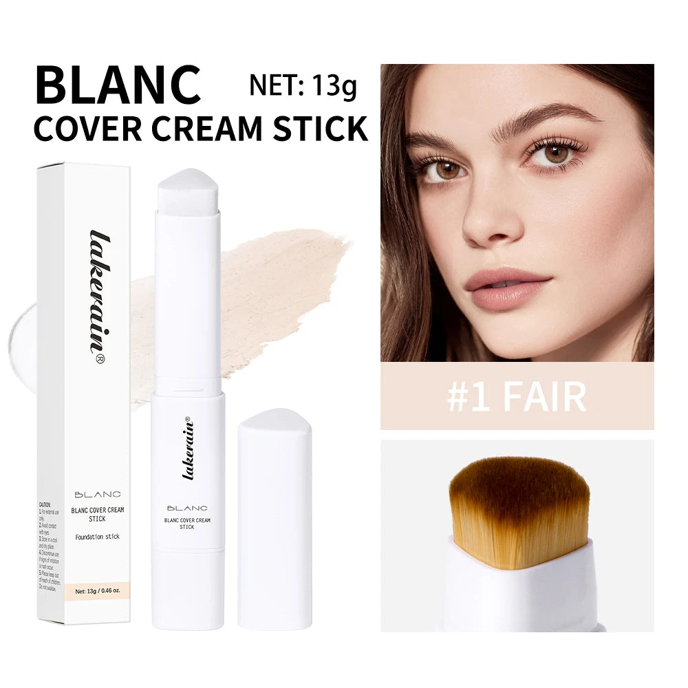 Color Changing Foundation Stick Korean Cover Cream Stick High Coverage Waterproof Dual-Ended with Brush Base Makeup Peaceful Pleasures Health and Wellness 1fair