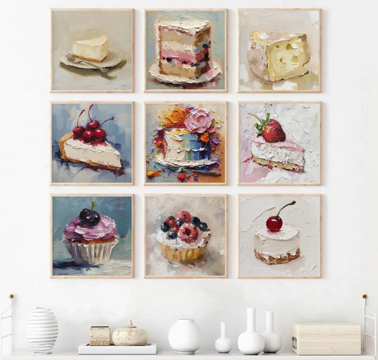 Retro Dessert Cupcake Cake Canvas Wall Art | Kitchen Bakery Decor Canvas Wall Art Peaceful Pleasures Health and Wellness