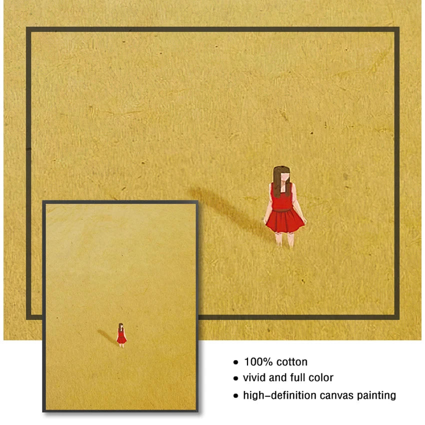 Cartoon Girl Swim Canvas Wall Art | Nordic Kids Room Poster