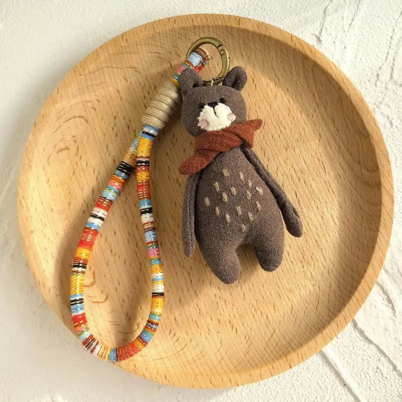 Handmade Cartoon Animal Fabric Keychain | Cute Backpack Pendant