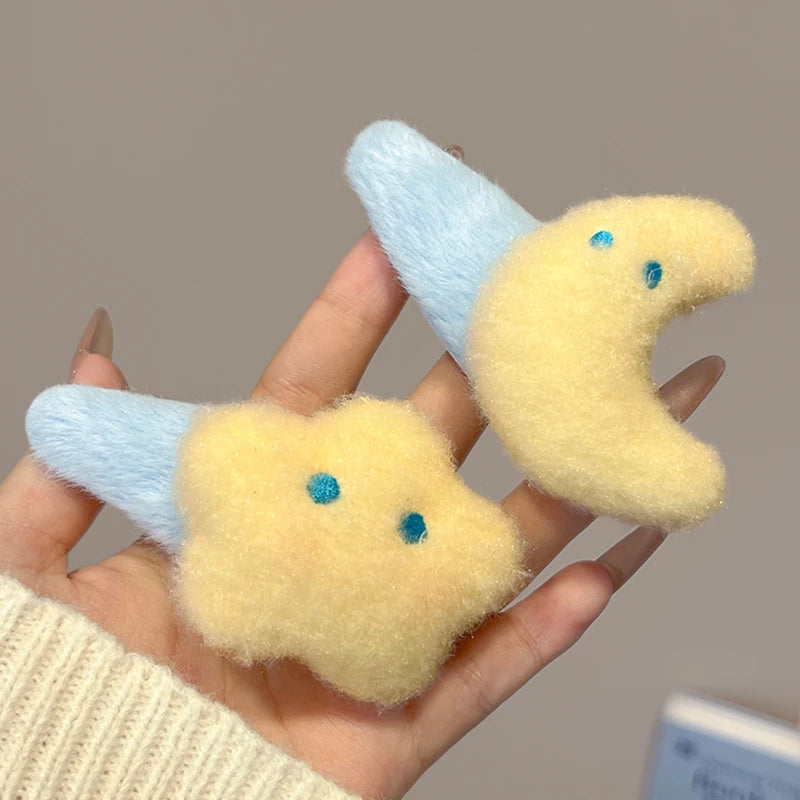 Cute Autumn and Winter Plush Moon Star Hair Clip Womens Side Bangs Headband Peaceful Pleasures Health and Wellness