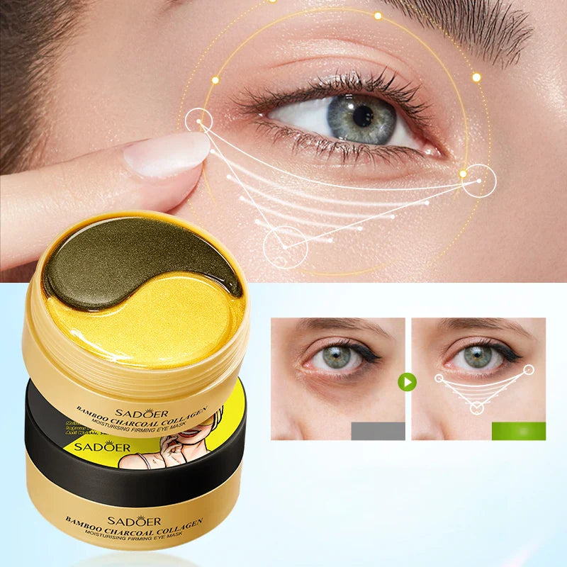 60-Pack Bamboo Charcoal Collagen Eye Masks – Moisturizing