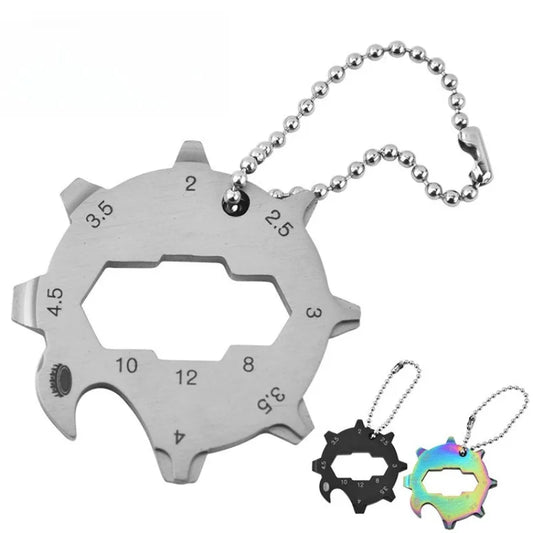 11-in-1 Portable Multi Function Pocket Tool Keychain with Bottle Opener for Outdoor Camping Hiking Survival Peaceful Pleasures Health and Wellness