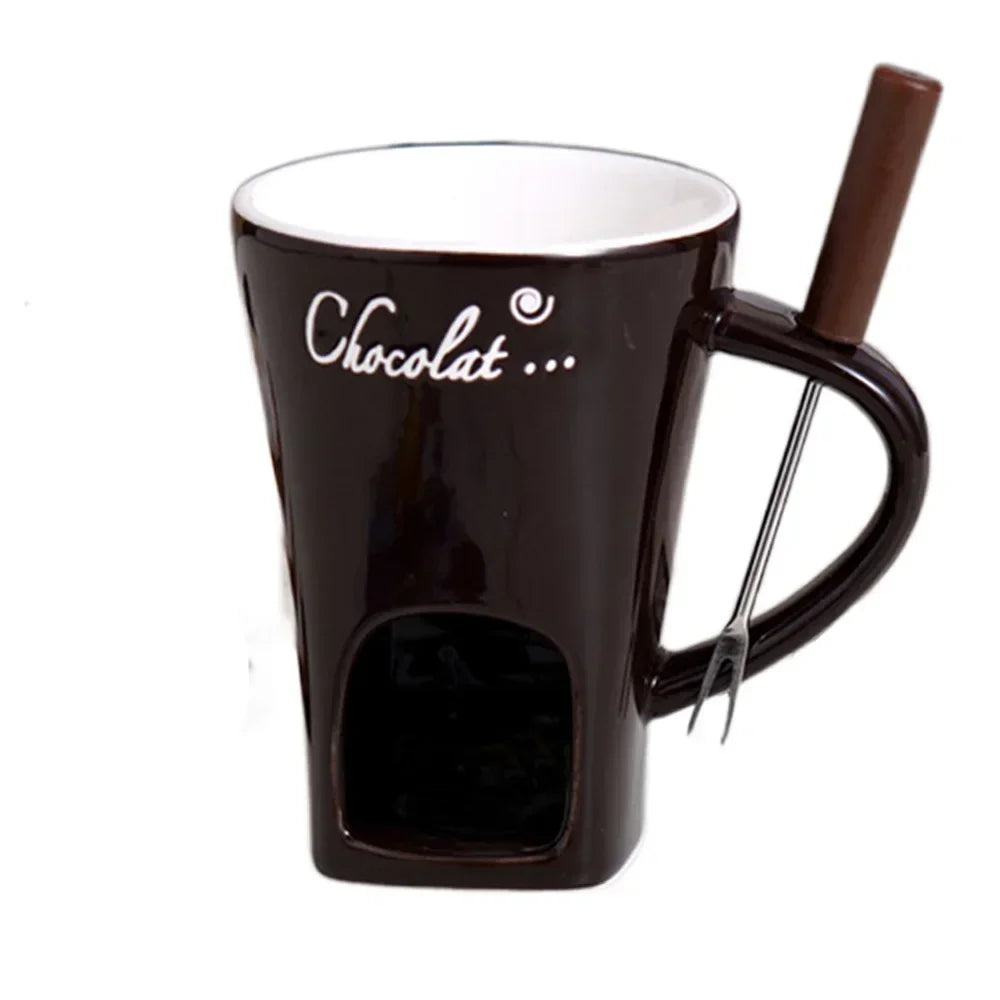 New Small Fondue Mug Set Personal Mini Fondue Pots Chocolate Cheese Ice Cream Fondue Maker Kit Individual Butter Melter Cup Peaceful Pleasures Health and Wellness Coffee 130ml