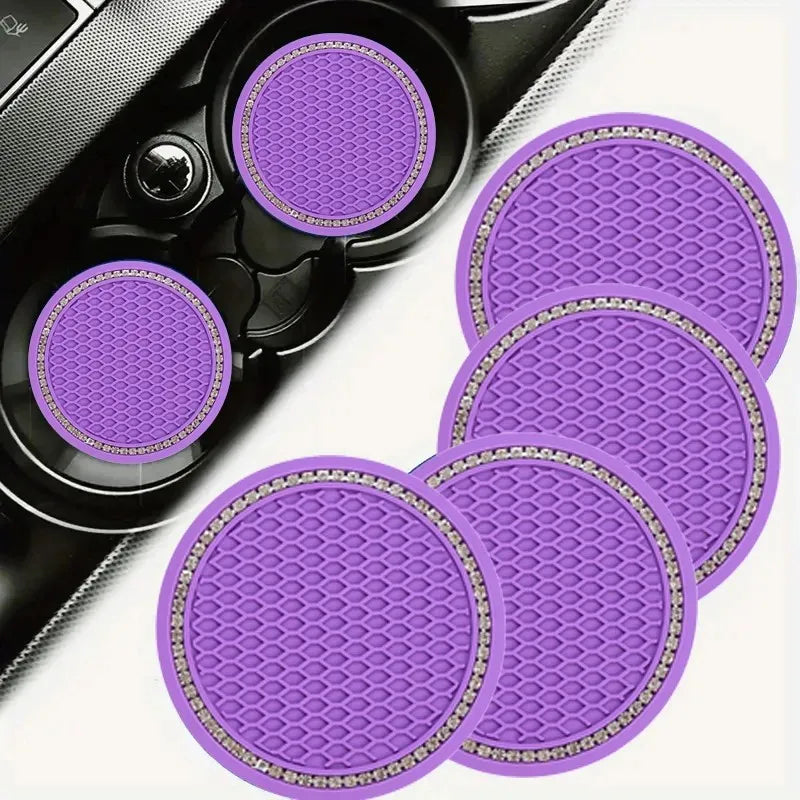 4-Pack Crystal Rhinestone Car Cup Mats Anti-Slip Heat Resistant Easy Clean Car Interior Accessories Cute Car Decorations Peaceful Pleasures Health and Wellness 4pcs