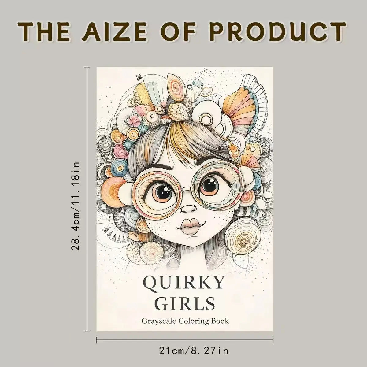 Quirky Girls Grayscale Coloring Book 24 Pages Cute Whimsical Girl