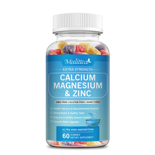 Calcium Magnesium Zinc + Vitamin D3 Gummies – Bones, Nerves & Immunity | 60 Count Peaceful Pleasures Health and Wellness 60pcs United States