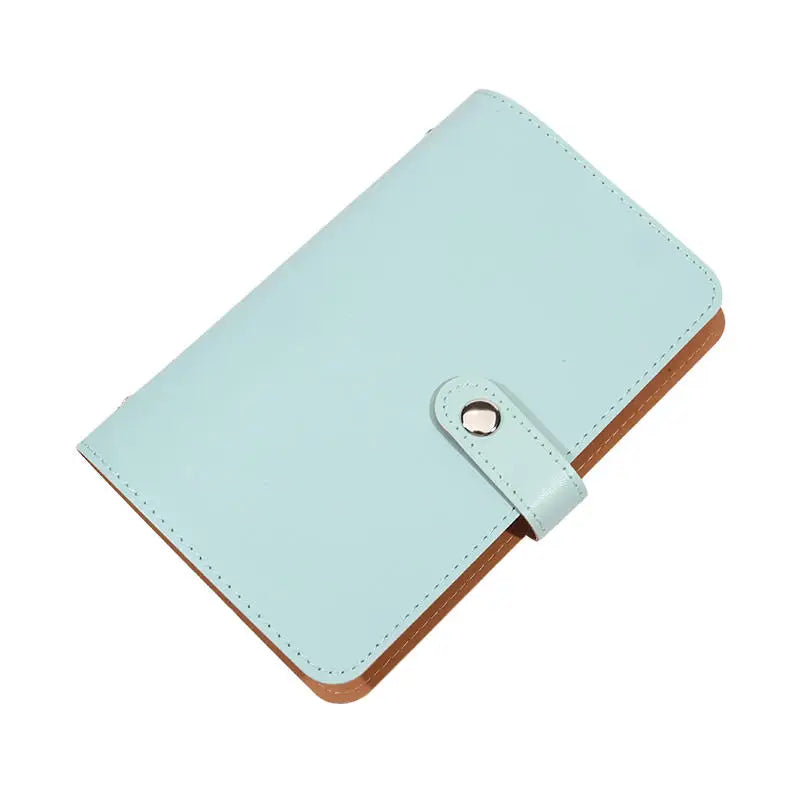 Large Capacity Cash Saving Organizer Book with Double Sided Pockets PU Leather Bill Storage Album for Budgeting Peaceful Pleasures Health and Wellness Blue