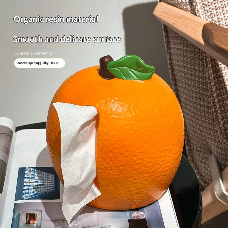 Cute Orange Tissue Box, Household Living Room Tissue Dispenser, Tabletop Decorative Ornament, Cartoon Napkin Tissue Storage Box Peaceful Pleasures Health and Wellness