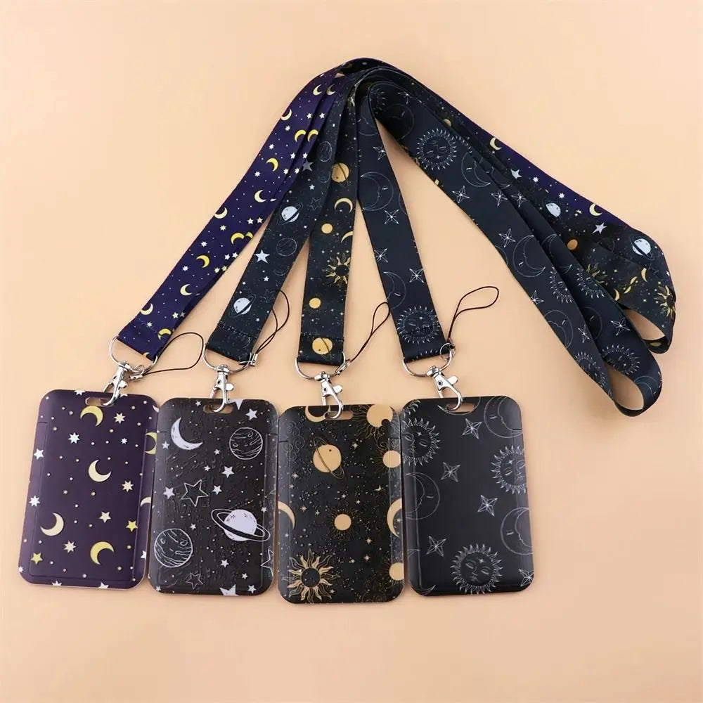 Vintage Office Supply Keyrings Card Holder Sun and Moon Phone Lanyard ID Card Holder Hanging Rope Badge Holder Phone Neck Strap Peaceful Pleasures Health and Wellness