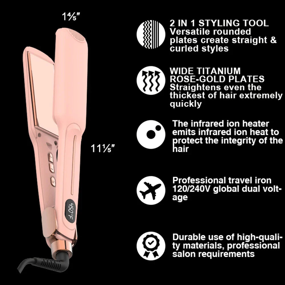 URGGU 2-in-1 Hair Straightener & Curling Iron | Infrared Ion