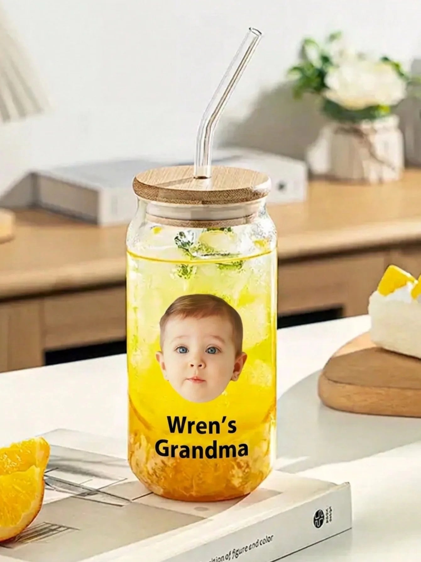 Custom Face Text Tumbler Straw Water Cup Personalized Photo Cup with Lid and Straw Multi Faces Optional Creative Gift for Mom Peaceful Pleasures Health and Wellness