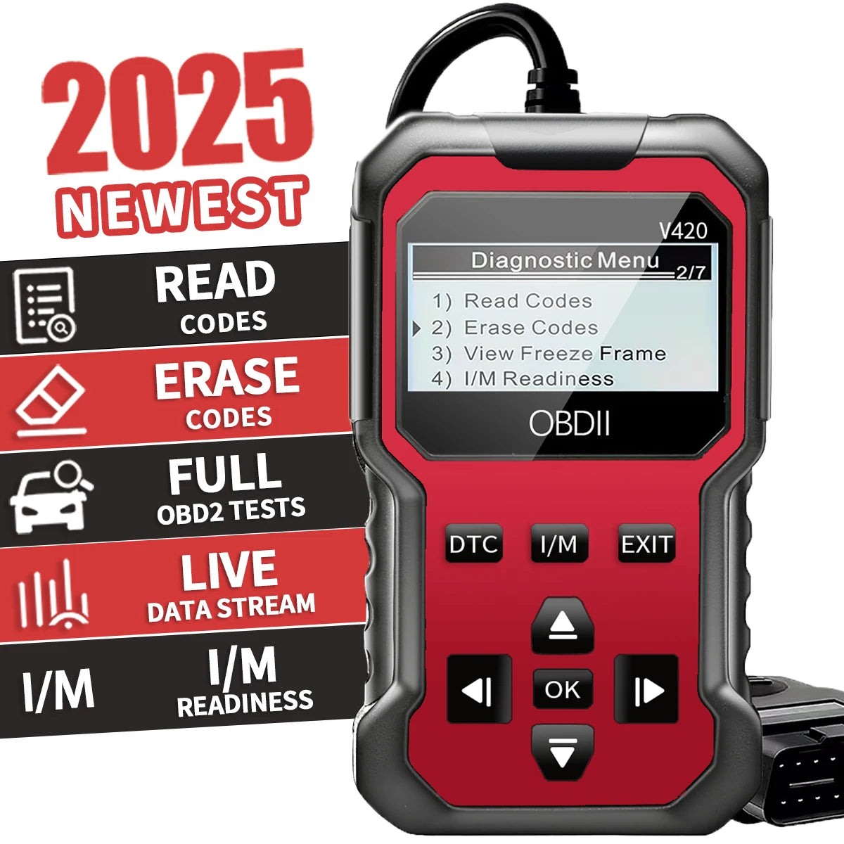 V420 OBD2 Scanner – Check Engine Code Reader for All Cars Peaceful Pleasures Health and Wellness black