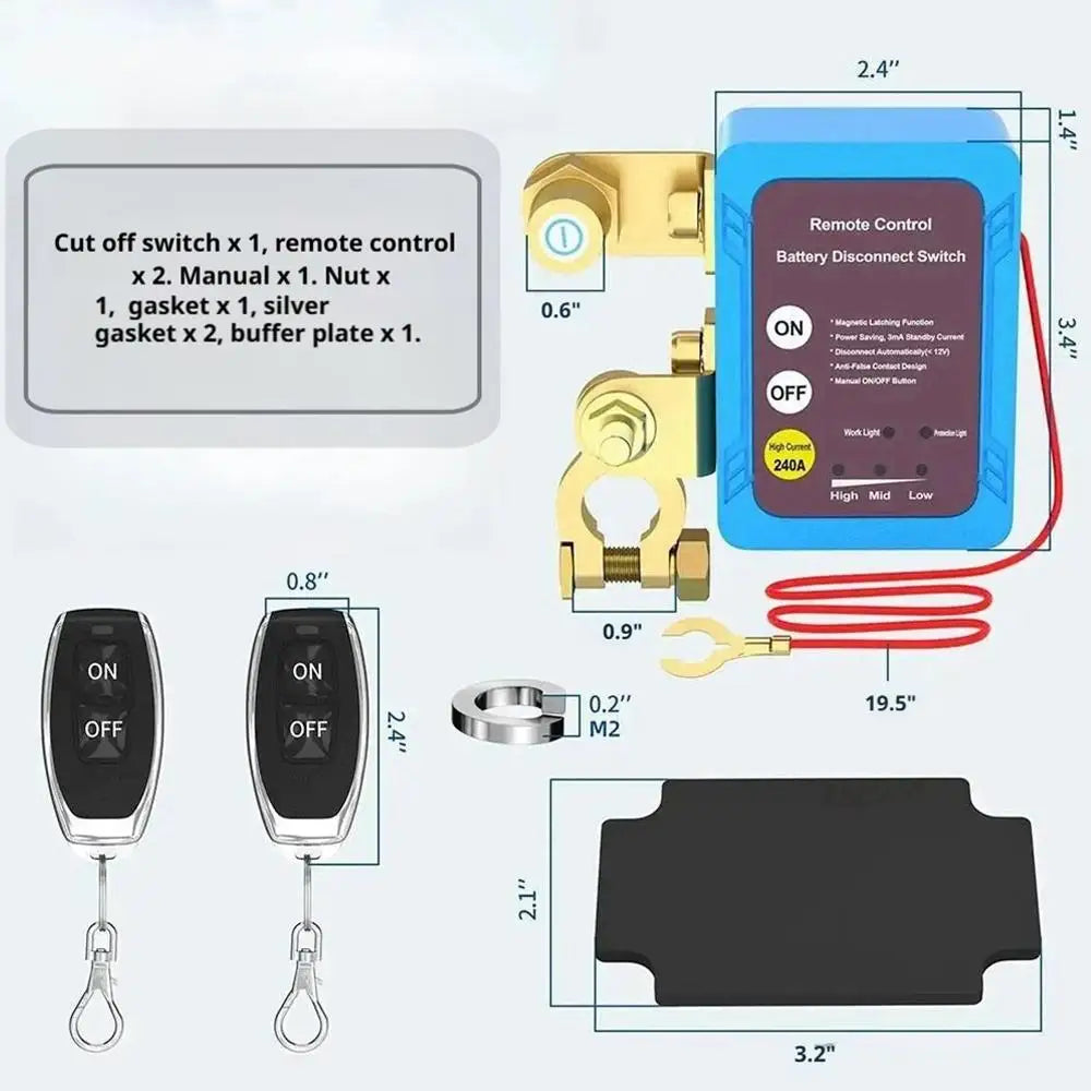 240A Remote Battery Disconnect Kill Switch 12/24V with Display