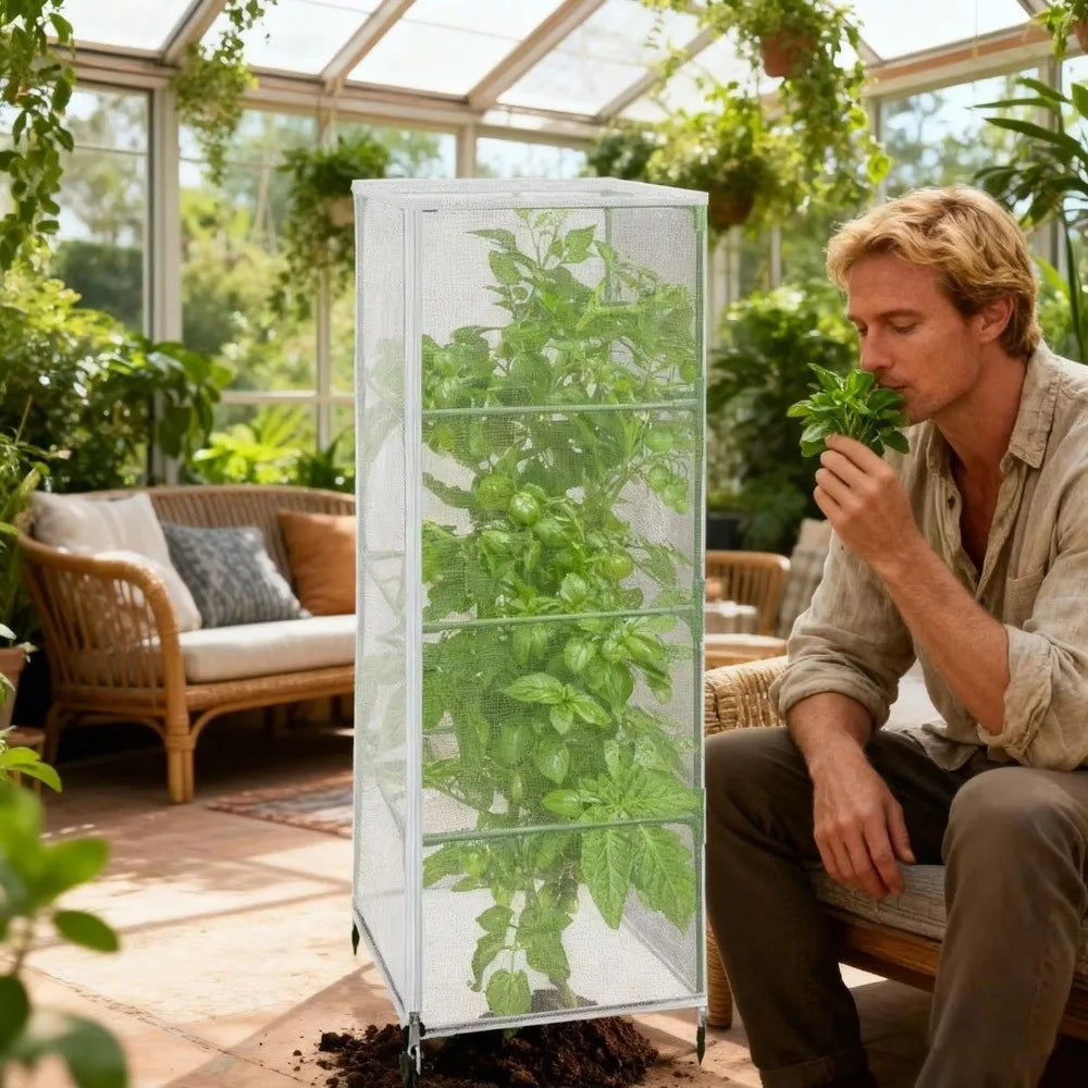 Fine Mesh Plant Netting Cover | Zipper Tomato Cage Net