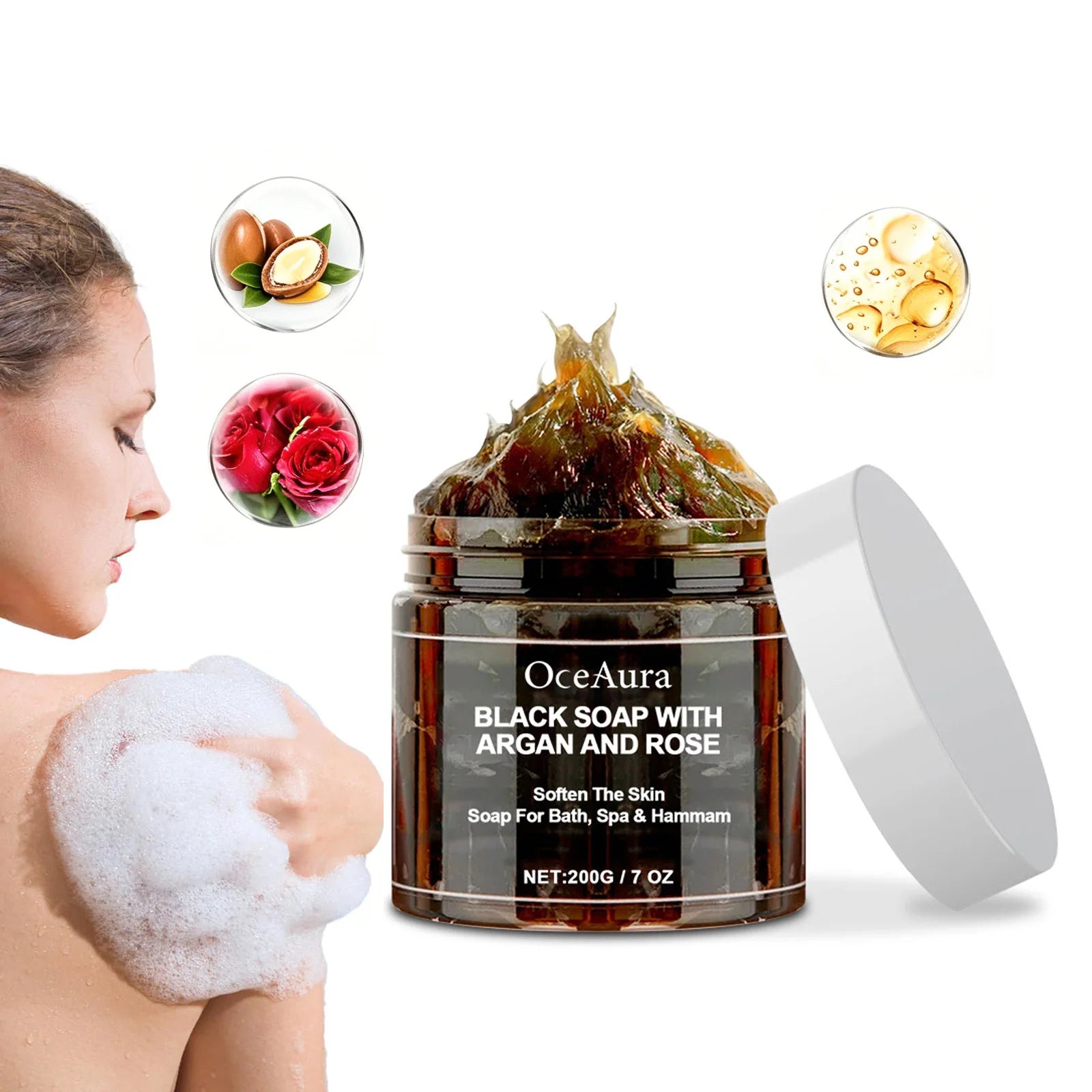 Black Cleansing Soap – Argan Oil & Rose Exfoliating Body Scrub Peaceful Pleasures Health and Wellness