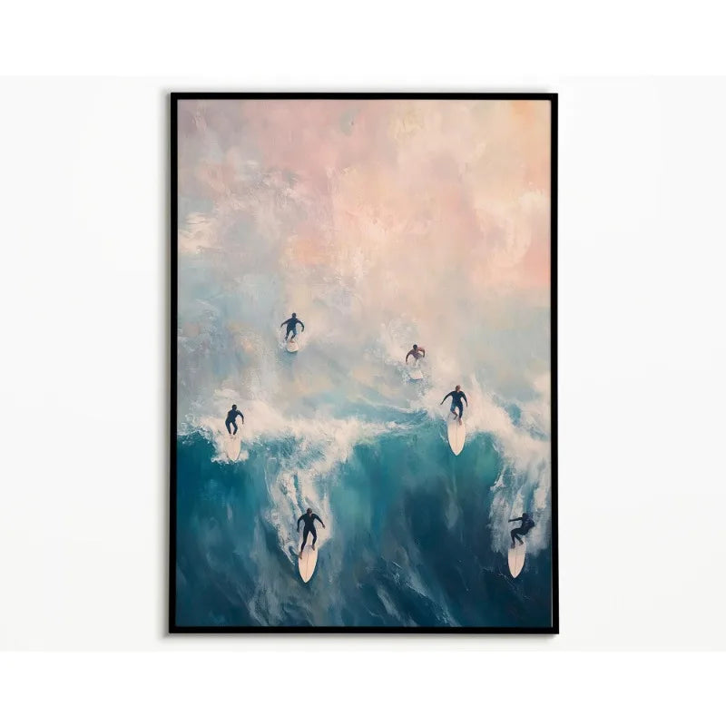 Ocean Beach Surfers Canvas Wall Art | Coastal Home Decor Print Canvas Wall Art Peaceful Pleasures Health and Wellness 1 30x40cm Unframed