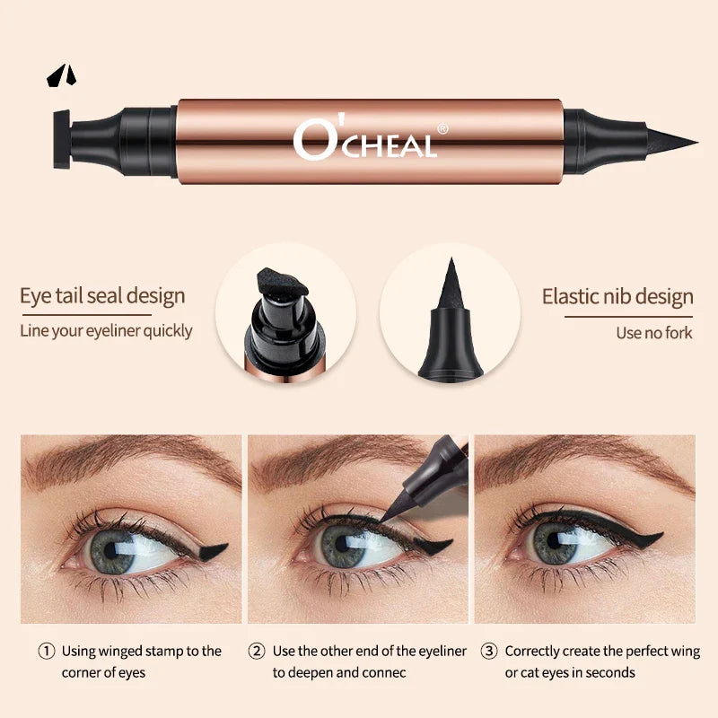 O'CHEAL Dual Head Stamp Liquid Eyeliner Pen – Waterproof Black