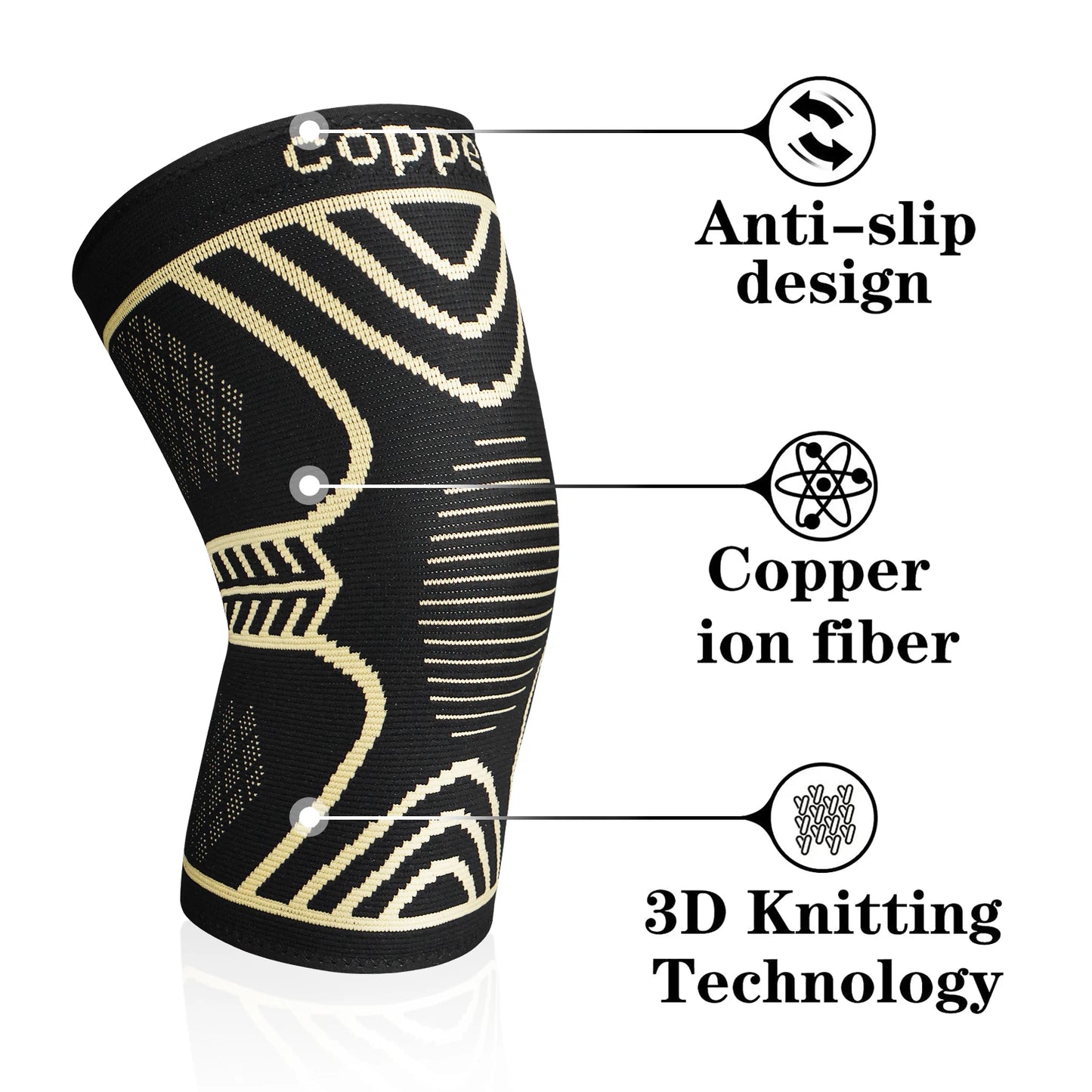Anti-Slip Copper Knee Wrap for Running & Weightlifting