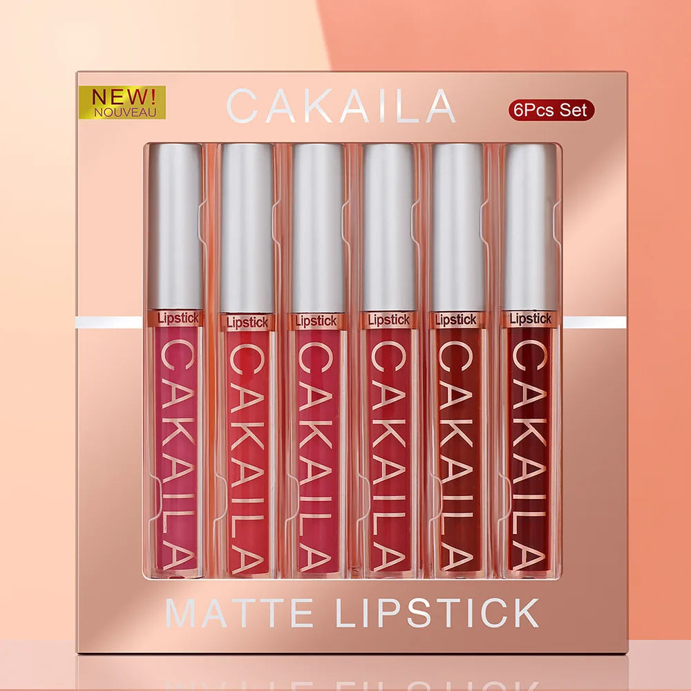 CAKAILA 6-Color Matte Liquid Lipstick Set – Waterproof, Long-Lasting