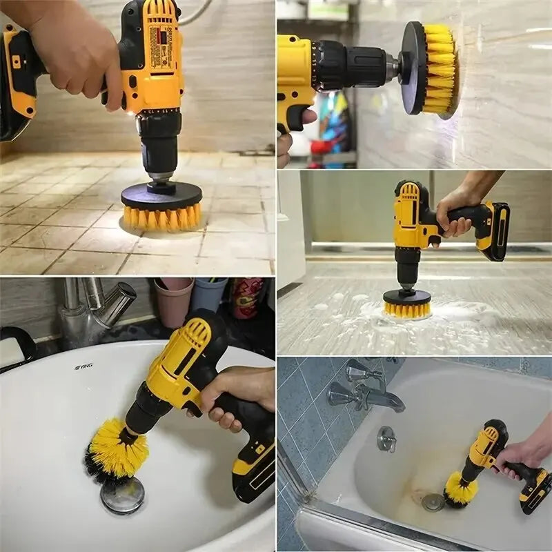 3-Piece Drill Brush Attachment Set – Tile, Grout & Carpet Scrubber
