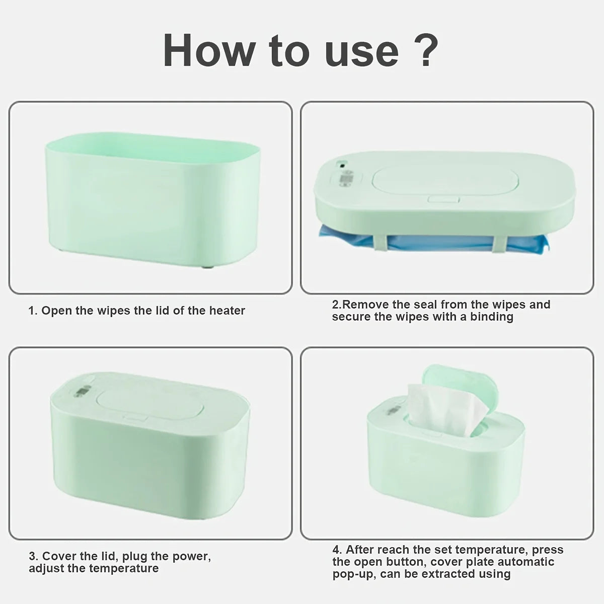 Baby Wipe Warmer Digital Display | USB, 3-Temp, Large Capacity
