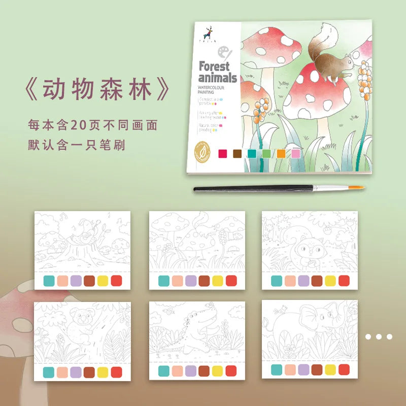 Watercolor Coloring Book Gouache Doodle Drawing Children's Comes