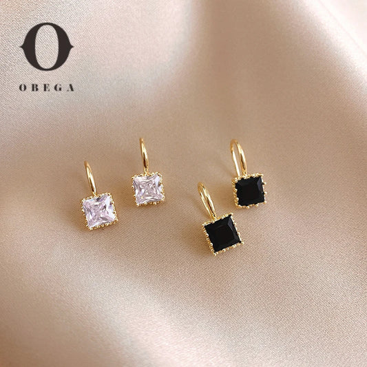 Square Crystal Drop Earrings – Gold Plated Fish Hook Women Crystal Drop Earrings Peaceful Pleasures Health and Wellness