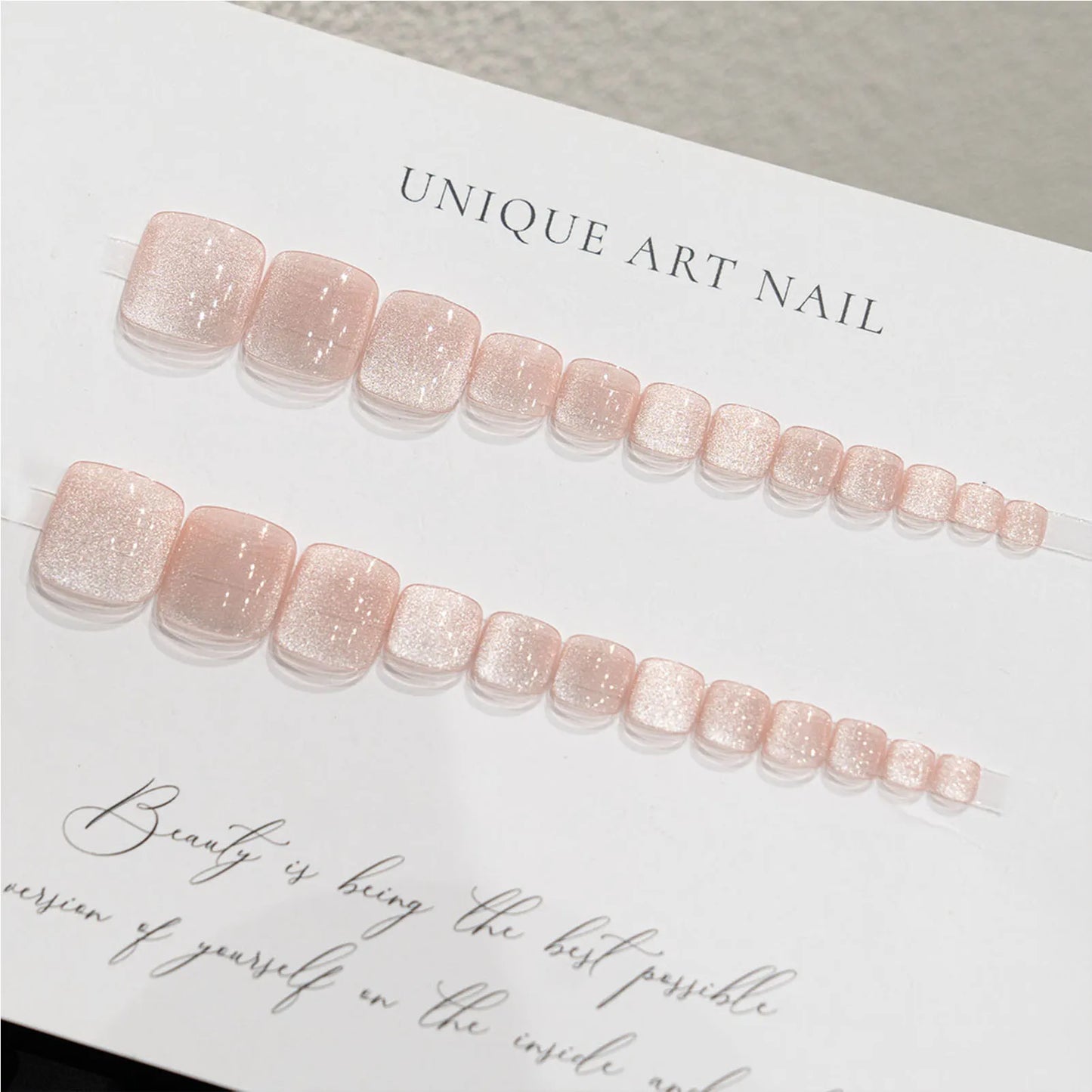 24pcs/box Sparkling Cat Eyes Pink False Nails Press On Toenails Crystal Flash Fake Feet Nails For Women Girls Nail Art Manicure Peaceful Pleasures Health and Wellness