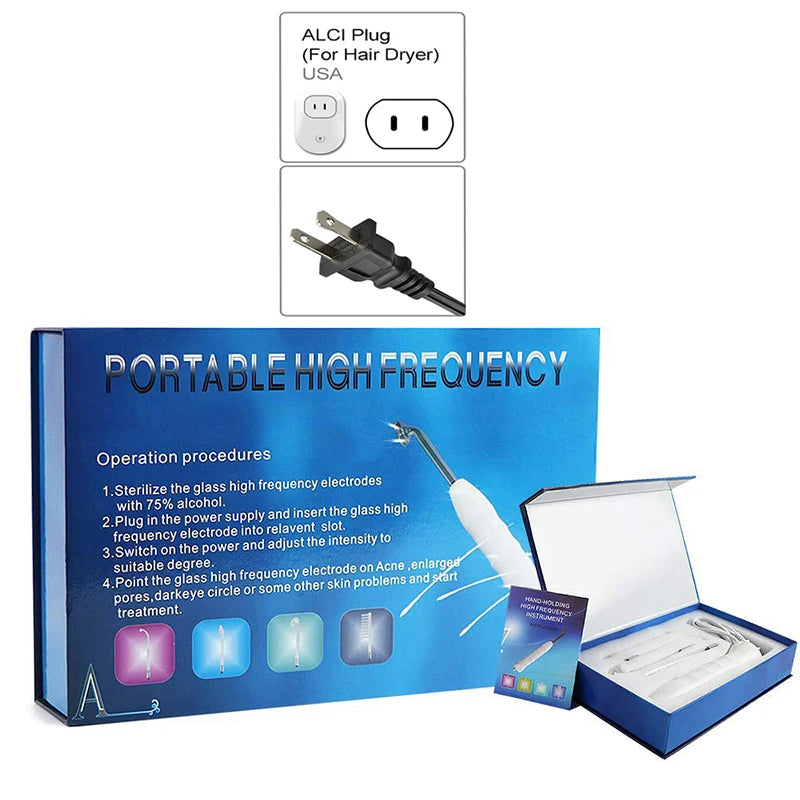Clinical Skin Therapy Wand - Portable High Frequency Skin Therapy Machine Dark Circles Removal Eye Bag Remoavl Peaceful Pleasures Health and Wellness White-US