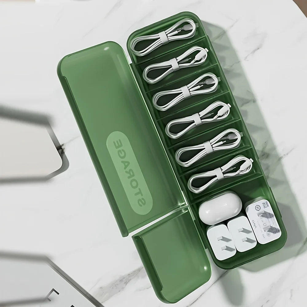7-Compartment Cable & Charger Cord Organizer Storage Box