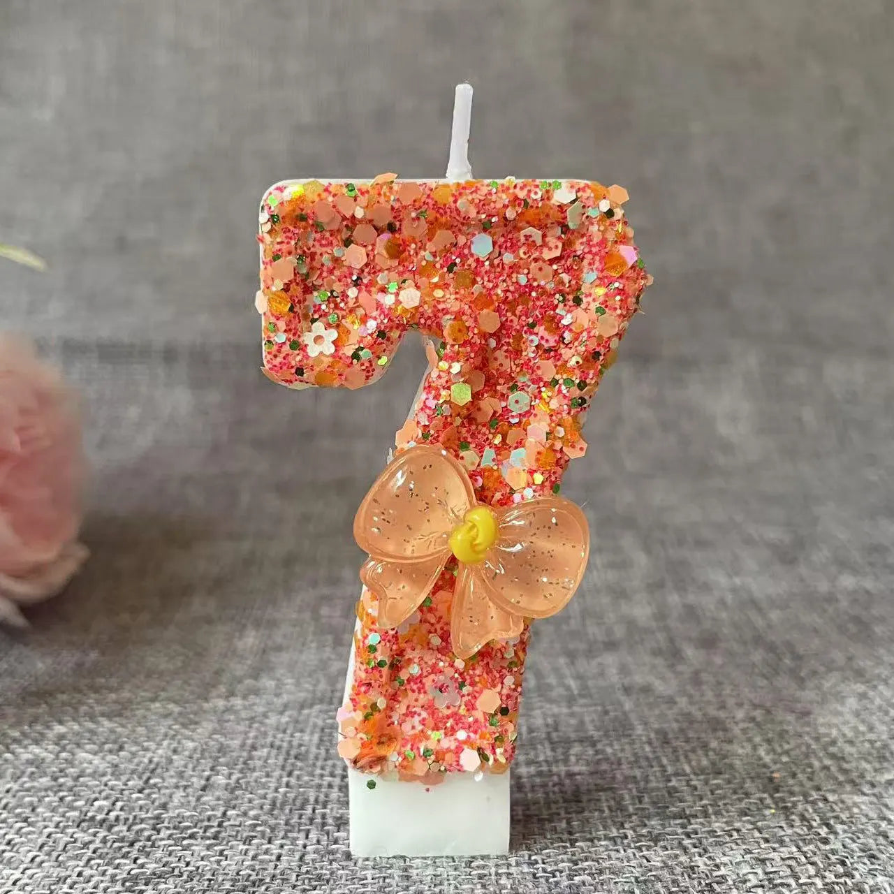 Birthday Candle Bow Orange Creative Ceremony Surprise Digital Decoration Candle Flower Style Peaceful Pleasures Health and Wellness H