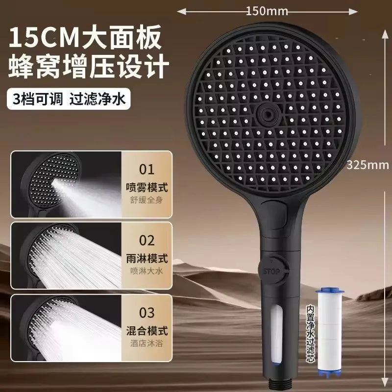 150mm 3-Mode Rainfall Shower Head with Filter | Zloog