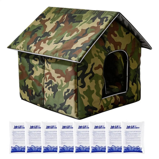 Cooling Cat House 3 Layer Foldable With Ice Packs Cooling Outdoor Cat House For Kitten Puppy Dog Living Room Balcony Backyard Peaceful Pleasures Health and Wellness S China Mainland