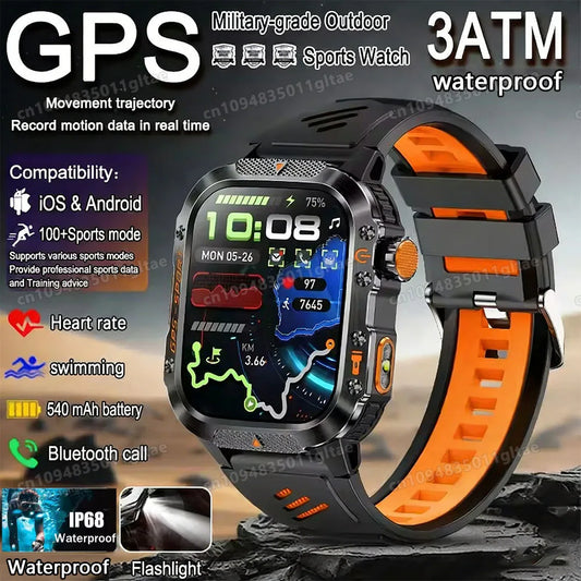 2026 New Military-grade Smart Watch Men GPS Flashlight 3ATM Waterproof Watch Bluetooth Call 100+Sport Outdoor Smartwatch Pk MA27 Peaceful Pleasures Health and Wellness
